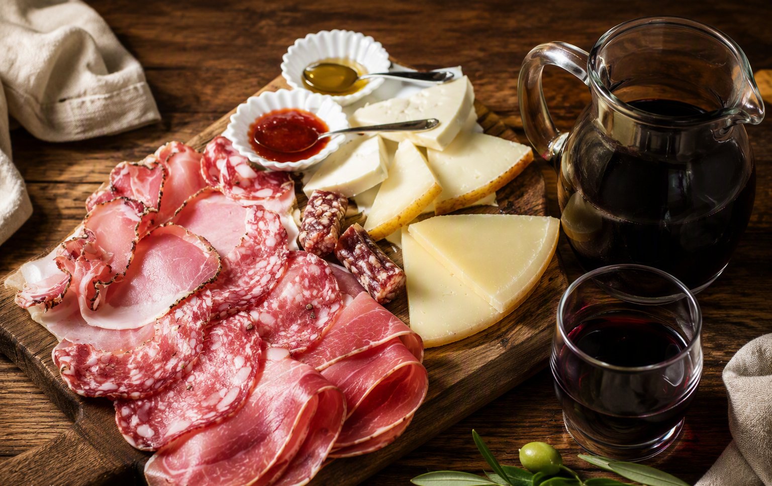 Il tagliere dell'antipasto con salumi e pecorino